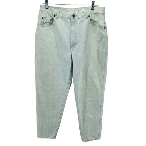Sasson vintage balloon Denim Mom Jeans Wide Leg Crop Ankle High Rise Light Wash