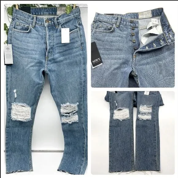 SIWY 5Button Distressed Raw Hem Jeans SIZE 25 NWT