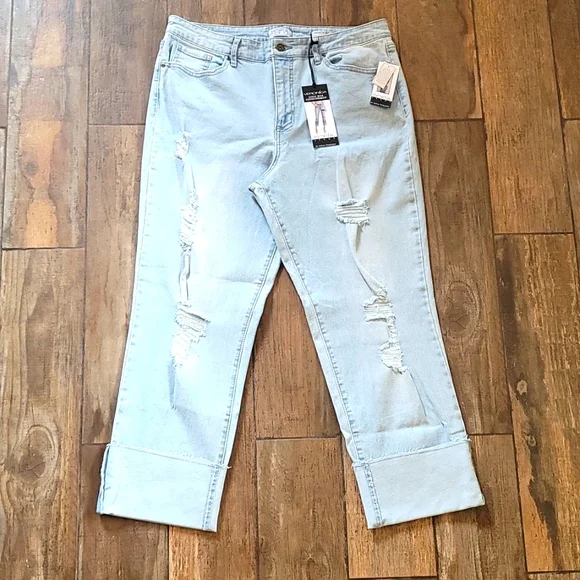 NWT Sofia Hi Rise Cuffed Straight Jeans Veronica Straight Distressed jeans‎
