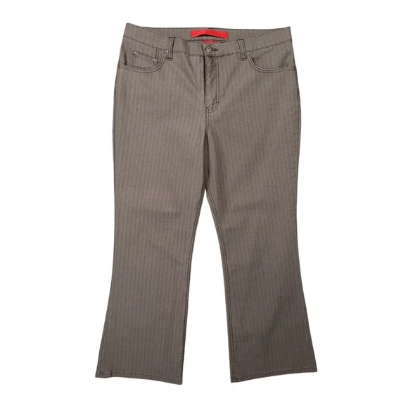 Gloria Vanderbilt Jeans Womens 16‎ Brown Herringbone Flare Stretch Pants