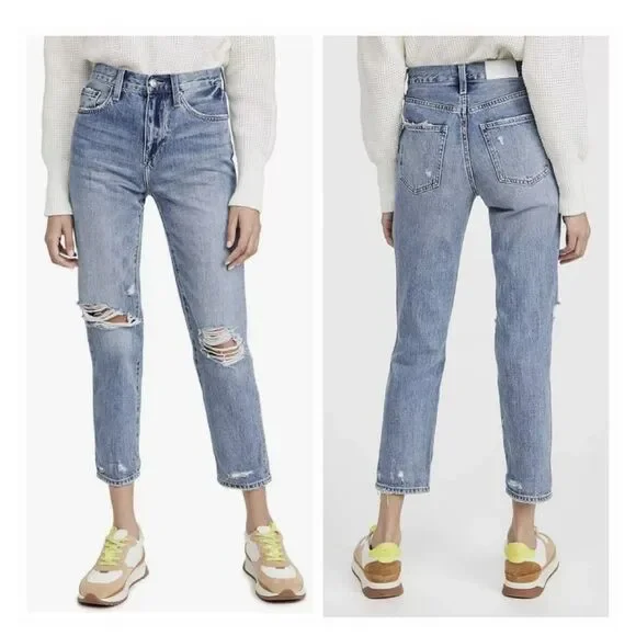Pistola‎ Presley Jeans Sz 27 Distressed Denim Medium Wash Casual High Rise NWT