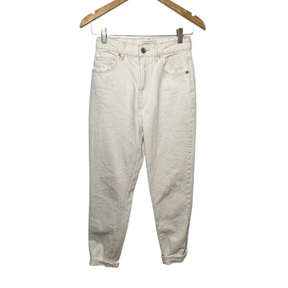 Zara‎ High Waisted Cream Denim Jeans