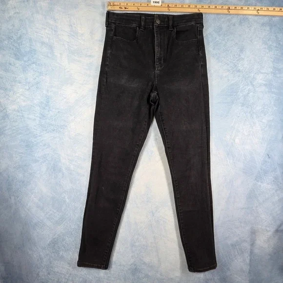 American‎ Eagle Ne(x)t Level Stretch High Waisted Skinny Jeans Black Womens Sz 6