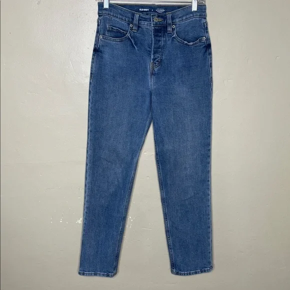 OLD NAVY Blue Jeans Extra High Rise SKY HIGH STRAIGHT Secret Smooth Pockets 2