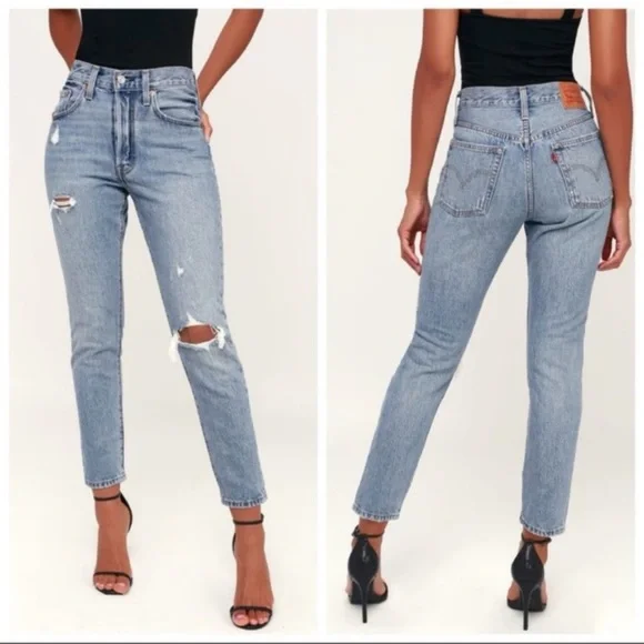 Levis 501 Skinny Jeans Can’t Touch This Size 27 Distressed Medium Wash