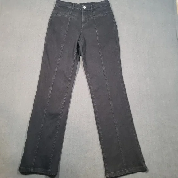 J.McLaughlin Straight Leg Jeans Womens 2 Black‎ High Rise Seam Detail Pants
