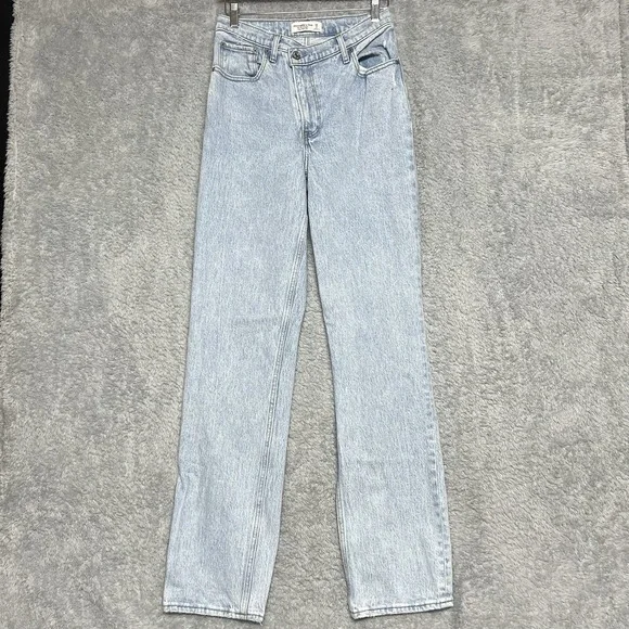 Abercrombie‎ Fitch Jeans Womens 26 2L Blue 90s Straight High Rise Criss Cross