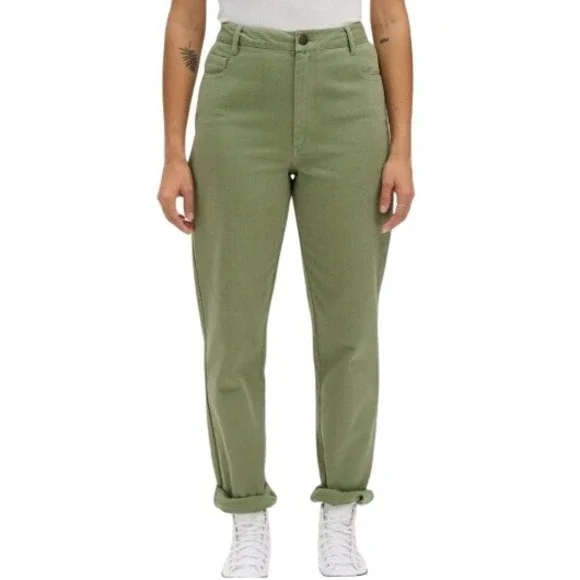 Lucy‎ & Yak Womens 25 Dana Straight Leg High Rise Mom Jeans in Sage Green