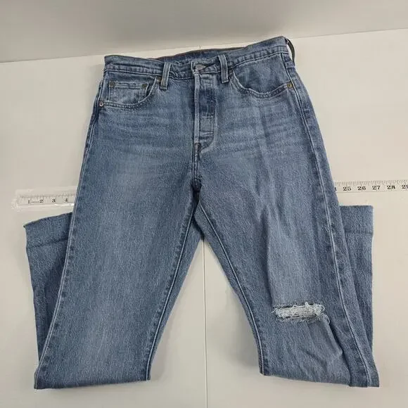 Levi's 501 button fly jeans‎ blue denim womens 29x28 light wash 6679