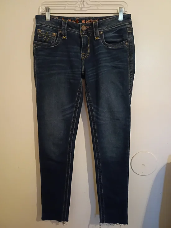 Rock‎ Revival Dark Wash Women's Jessica Skinny Jeans Sz 28