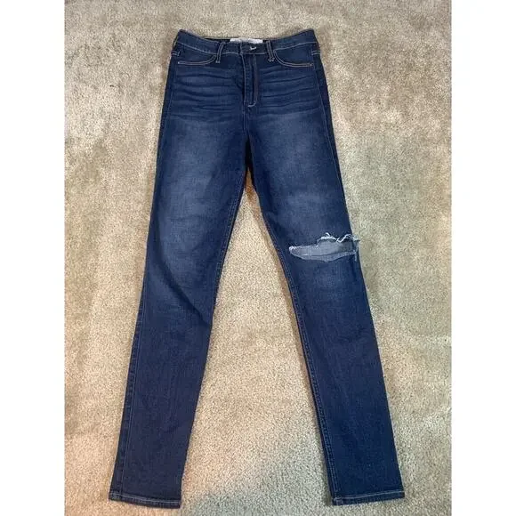 Abercrombie & Fitch Womens Jeans Size 29/8r The Skinny High Rise Ripped Knee 139