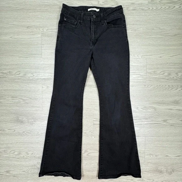 Levi's Women's Jeans 726 Flare Black 28 Mid Rise Stretch Denim Y2K Minimalist