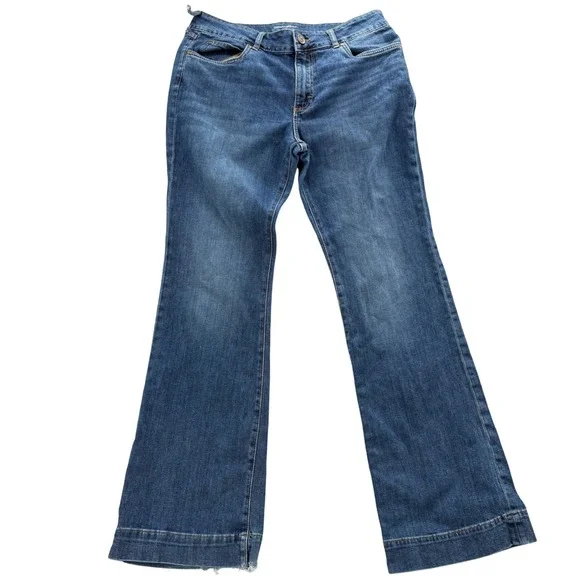 Wrangler Women Flare‎ Leg Jeans Blue Medium Wash Stretch Denim 32x34 112328737