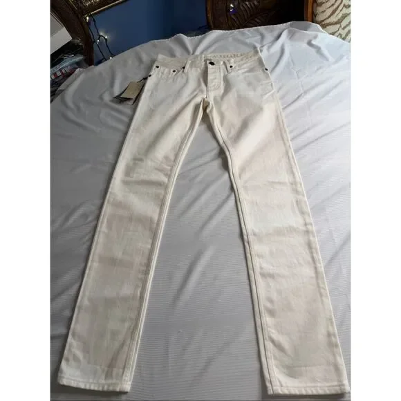 NWT Burberry Brit Shoreditch Skinny Leg White Denim Jeans Size 28 X 32 New