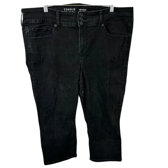 Torrid Plus‎ Size 20 Carpi Jeans Denim Black Super Soft Crop High Rise 1320