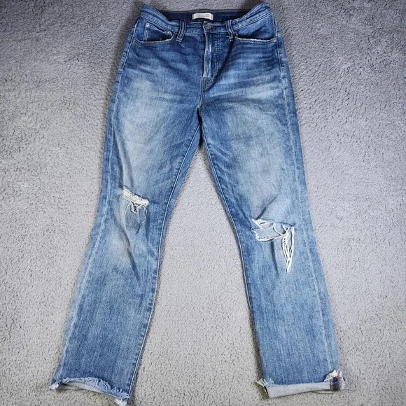 Madewell The‎ Perfect Vintage Jeans Women's 28 Blue Distressed Raw Hem