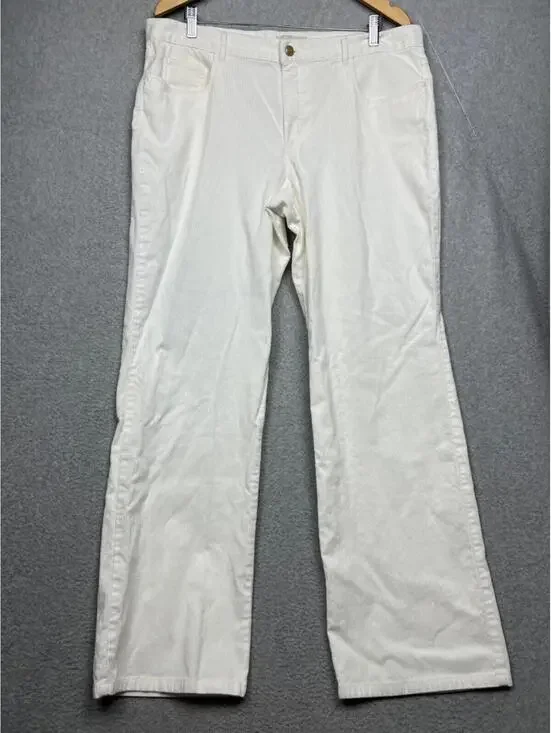 Talbots Corduroy Signature Boots Pants Womens Size 16 White Casual Comfort Class