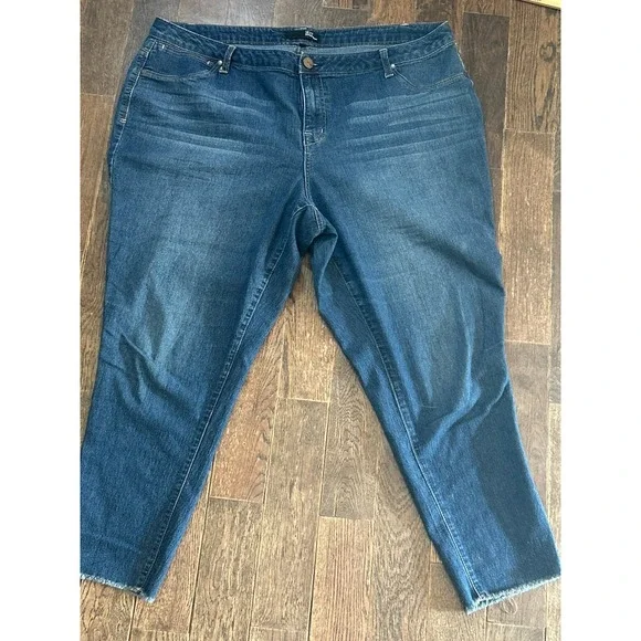 1822 Womens Blue Jeans Size 20W Skinny‎ Straight Raw Hem Ankle