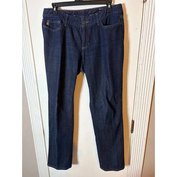 Eddie Bauer Curvy Fit Straight Leg Jeans Dark Wash Indigo Blue Womens 8