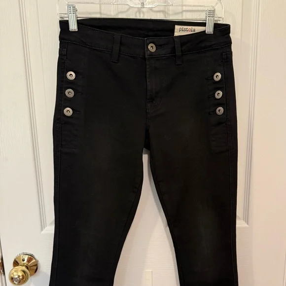 Pistola Black Skinny Jeans with Button Details