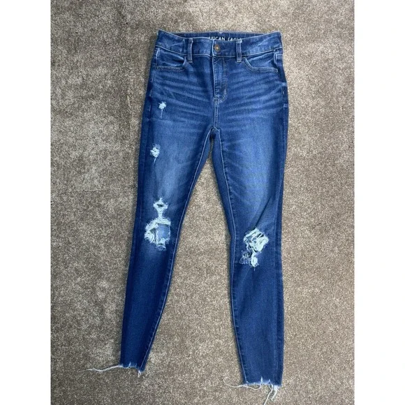 American Eagle Dream Jean Size 0 Skinny Leg High Rise Jegging Distressed‎