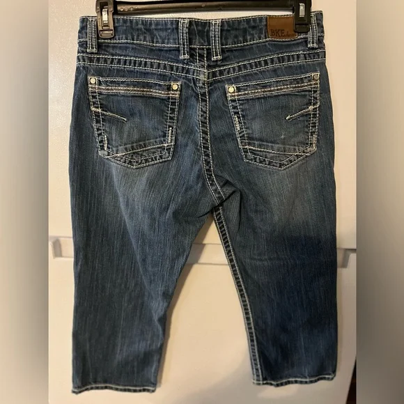 Buckle BKE Jeans Womens 31 Blue Harper Stretch‎ Cropped Western Cowgirl