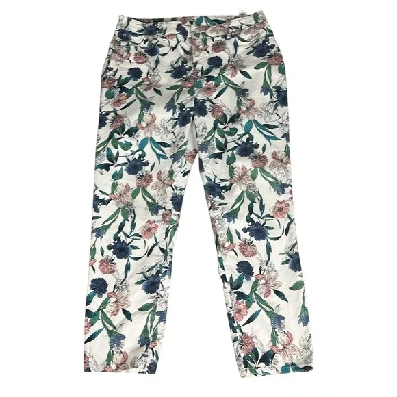 Chicos Pants 2.5 Multicolor‎ Floral Perfect Straight Stretch Girlfriend Slim Leg