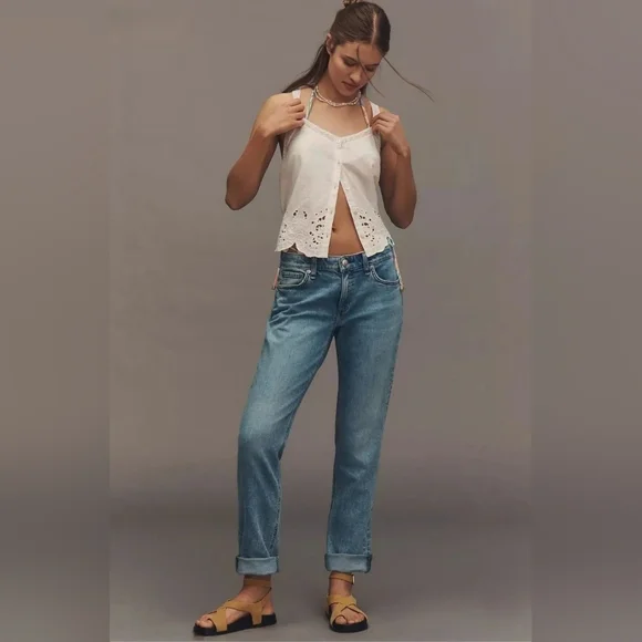 Rag & Bone Dre Low-Rise Slim Boyfriend Jeans Size 32 Color Lily