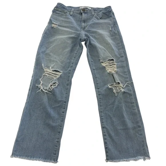 Joes Jeans Womens Size 27 Blue High Rise‎ Straight Crop Distressed Raw Hem