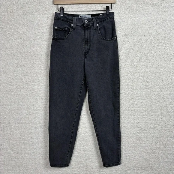 Levis Silvertab Jeans Womens 27 Black Mom Jean‎ High Rise Barrell Zip Fly Denim