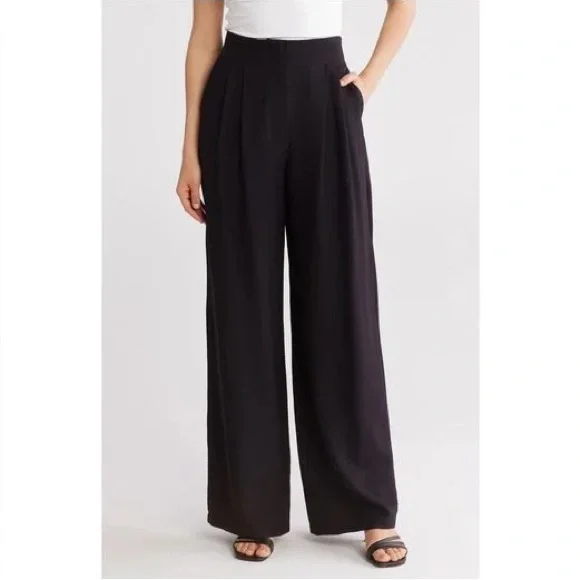 Ellen Tracy‎ Women’s Pleated Wide Leg Pants Large Black