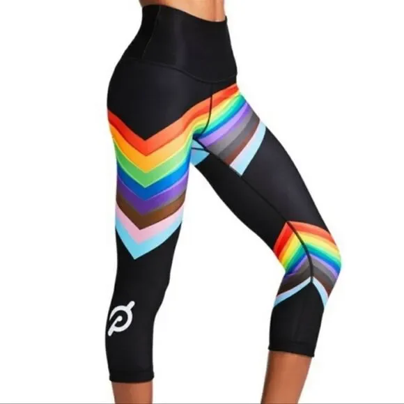 Peloton Women’s High Waist Reversible Pride Flag capri size small NEW WITH TAGS