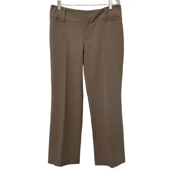 AB Studio Career Pants Sz 6 Light‎ Brown Wide Waist Band Straight