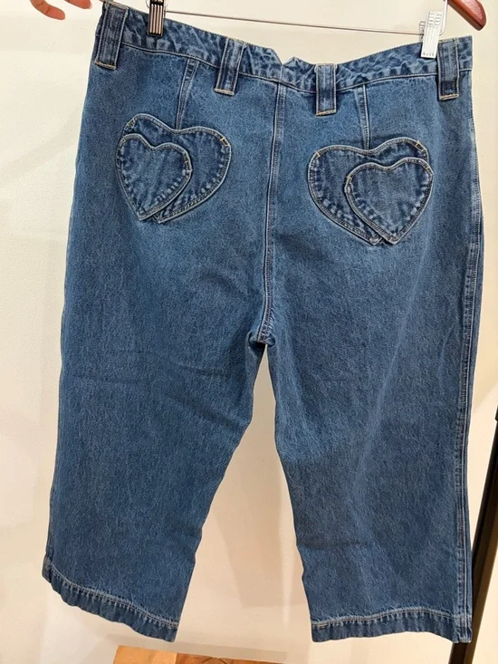 Heart Pockets Bay Studio Blue Denim Capris
