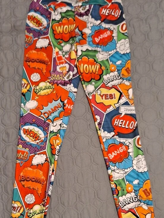 Comic Pop Art Leggings - Multicolor Pow! Sz M