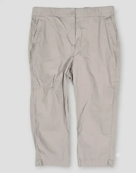 Chico's Womens 0.5 Khaki Beige Capri Pants Cotton Spandex Small 6