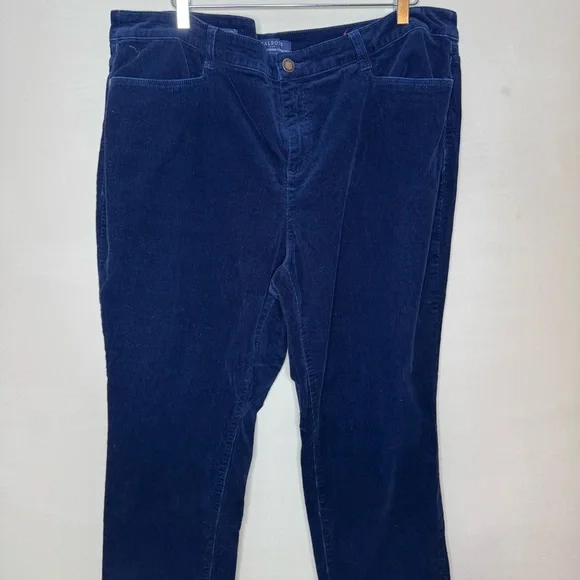 Talbots high waste straight leg Corduroy Pants Navy Blue Sz 20W