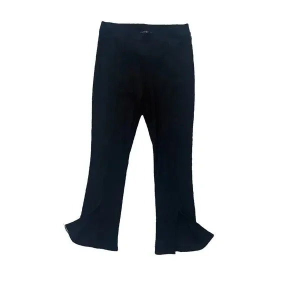 Noctex Black Ribbed Pedal Pushers Capri Crop Pants Women’s Medium High Waist