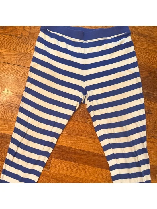 Leveret Women's Large Blue and White Striped Leggings
