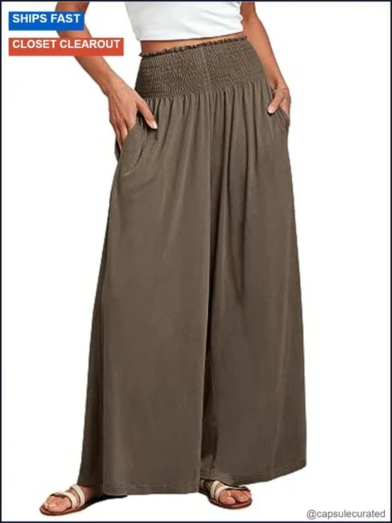 Wide Leg High Waisted Palazzo Pants with Pockets