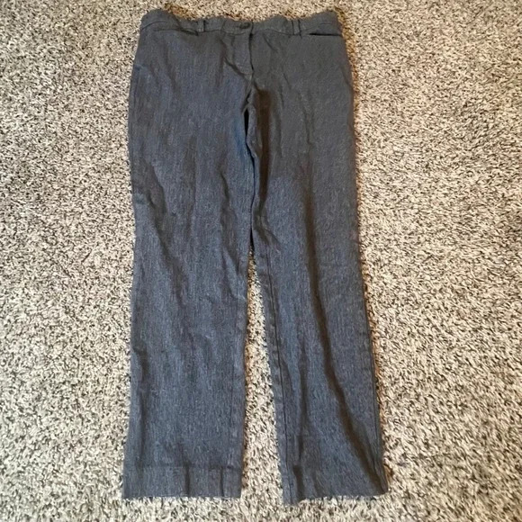Loft Skinny Dress Pants Womens 10 Charcoal Gray Textured Cotton Blend‎ Workwear
