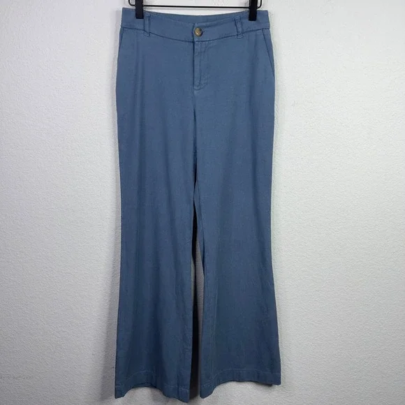 Summersalt Pants Womens 4 Blue Tencel Organic Cotton Wide Leg Coastal Minimalist