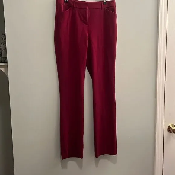 Maurices Women's Maroon Mid Rise Flat Front Dress Pants Size 3/4 R