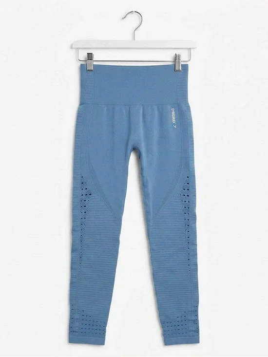 Gymshark Energy Seamless Textured Leggings - Steel Blue See Measurements