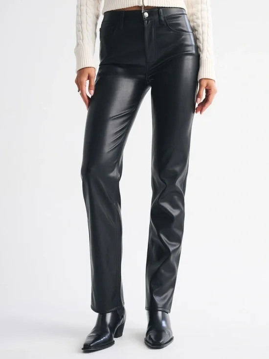Abercrombie & Fitch the 90’s Straight Ultra High Rise Vegan Leather Pants