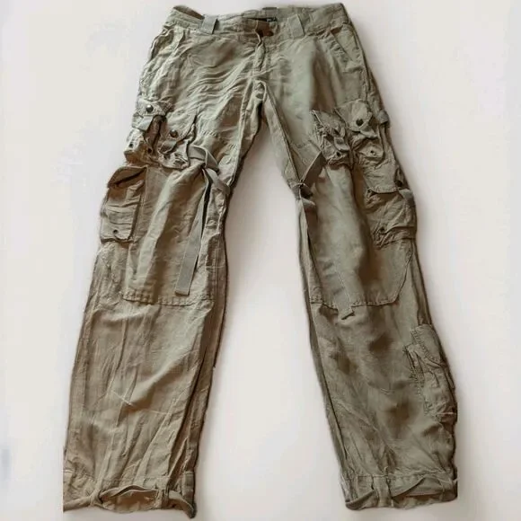 RALPH LAUREN CARGO PANTS LINEN & SILK VINTAGE EC SIZE 6 RARE!