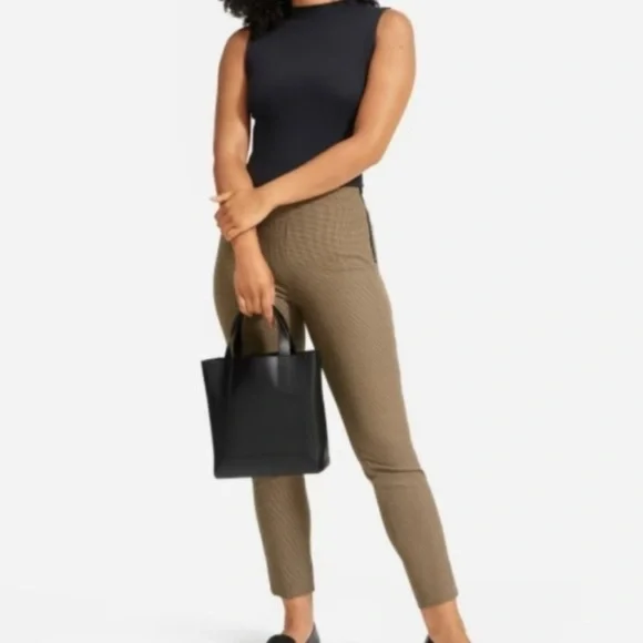 Everlane Side Zip Button Closure Pull On Stretch Coco Plaid Ankle Crop Pant 00