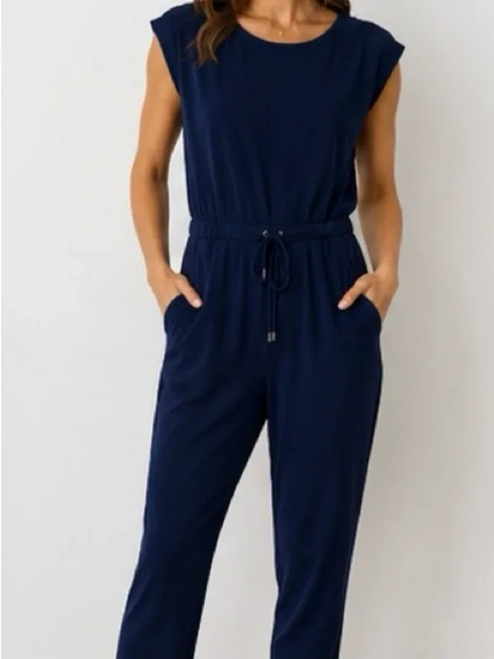 Michael Michael Kors Navy Drawstring Jumpsuit Small