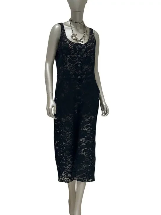 Chanel Black Lace Evening Jumpsuit - Size 44
