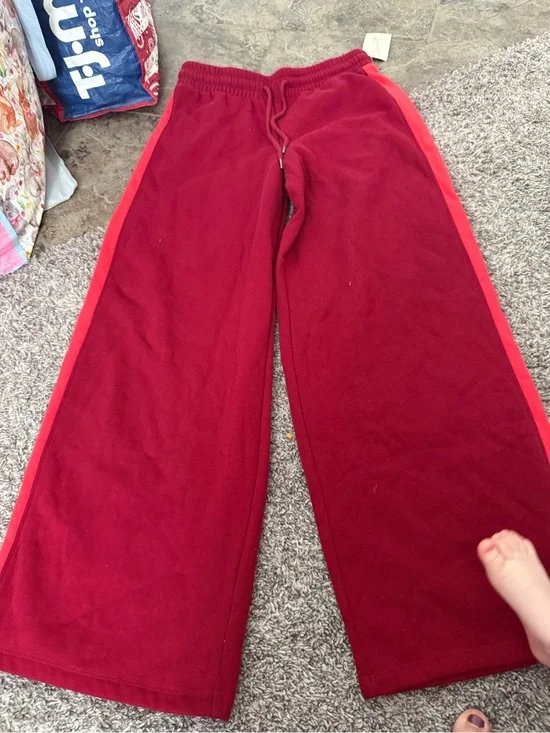Universal Thread Burgundy Track Pants with Red Side Stripe